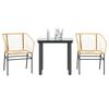 vidaXL 3 Piece Garden Dining Set Brown Poly Rattan Glass