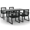 vidaXL 5 Piece Garden Dining Set Black PVC Rattan