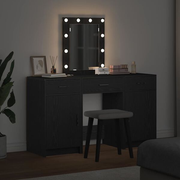 vidaXL Dressing Table with Door Black 50 x 41 x 135 cm Engineered Wood