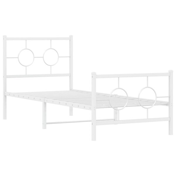 vidaXL Metal Bed Frame without Mattress with Footboard White 80x200cm