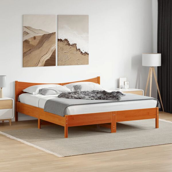 vidaXL Bed Frame without Mattress Wax Brown 200x200 cm Solid Wood Pine