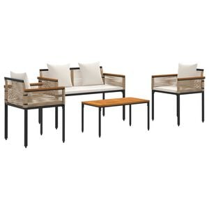 vidaXL Outdoor Furniture Set Beige and Cream White Poly Rattan