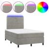 vidaXL Box Spring Bed with Mattress&LED Light Grey 120x200 cm Velvet