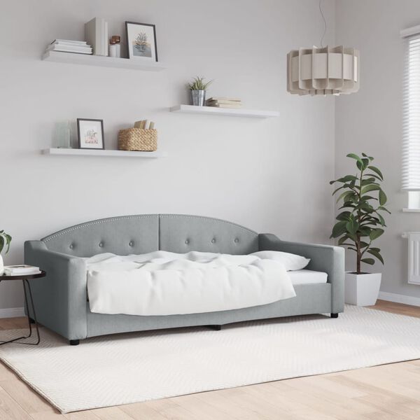 vidaXL Day Bed without Mattress Light Grey 90x190 cm Single Fabric
