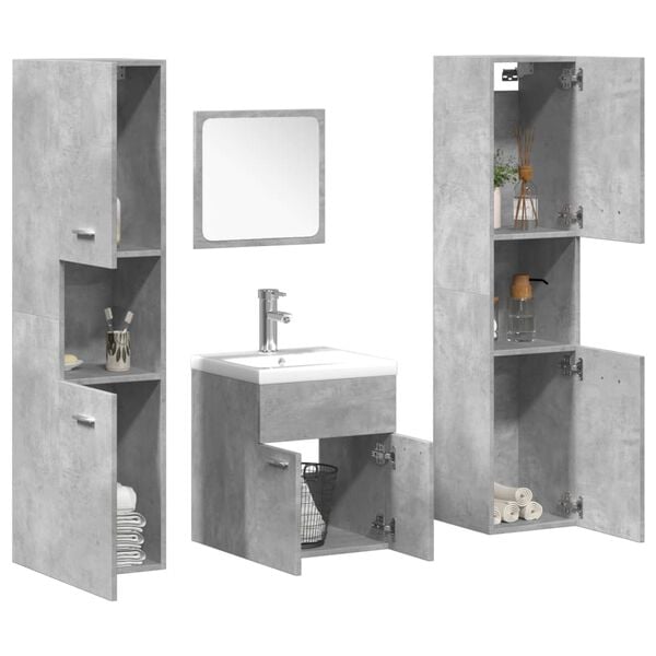 vidaXL 5 Piece Bathroom Furniture Set Concrete Grey Engineered Wood