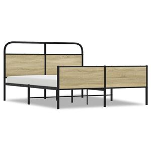 vidaXL Metal Bed Frame without Mattress Sonoma Oak 160x200 cm