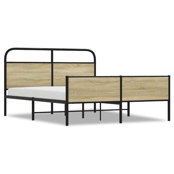 vidaXL Metal Bed Frame without Mattress Sonoma Oak 160x200 cm