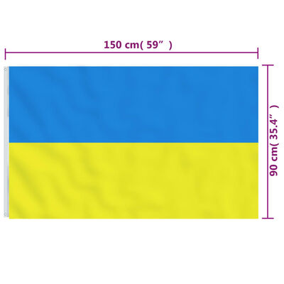vidaXL Ukraine Flag with Brass Grommets 90x150 cm