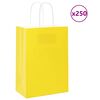 vidaXL Paper Bags 250 pcs with Handles Yellow 15x8x21 cm