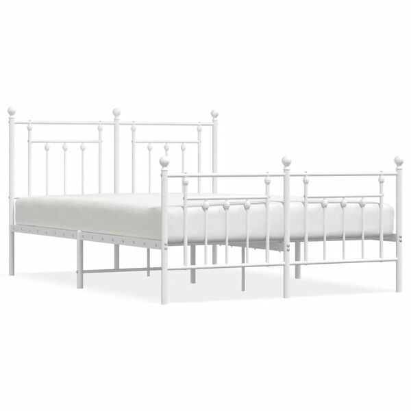 vidaXL Metal Bed Frame without Mattress with Footboard White 150x200cm