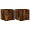 vidaXL TV Wall Cabinets with LED Lights 2 pcs Smoked Oak 30.5x35x30 cm