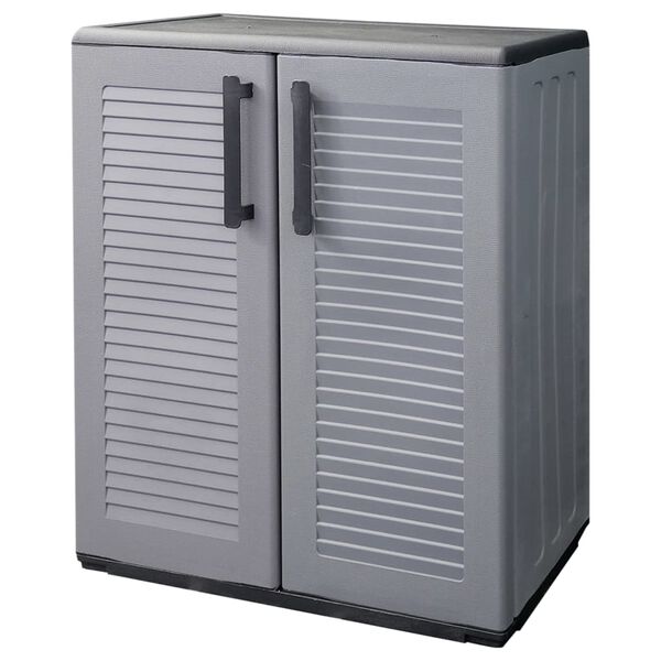 vidaXL Garden Storage Cabinet Grey and Black 68x37x84 cm PP