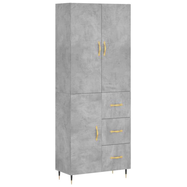 vidaXL Highboard Concrete Grey 69.5x34x180 cm Engineered Wood