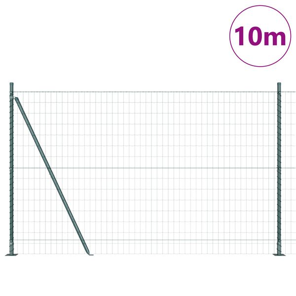 vidaXL Fence with Post Green 1.4 x 10 m Steel and PVC