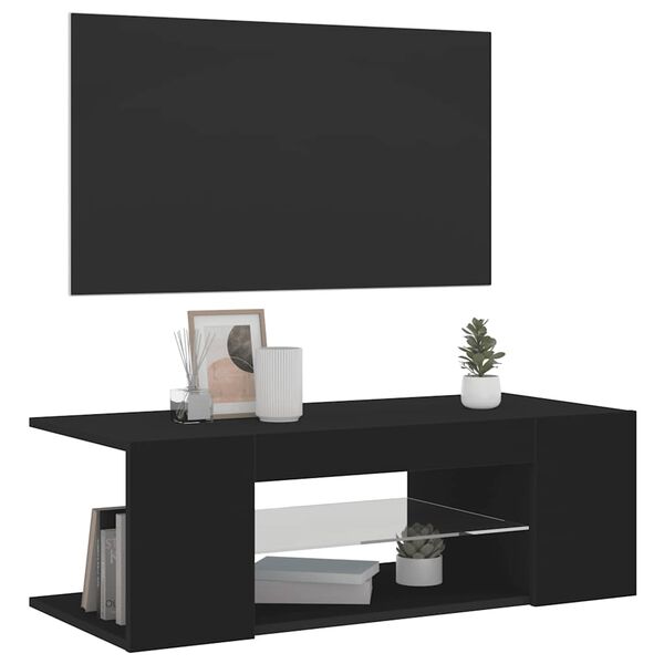 vidaXL TV Cabinet with LED Lights Black 90x39x30 cm