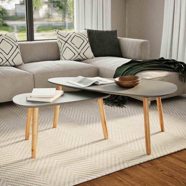 vidaXL Coffee Tables 2 pcs Grey Solid Pinewood