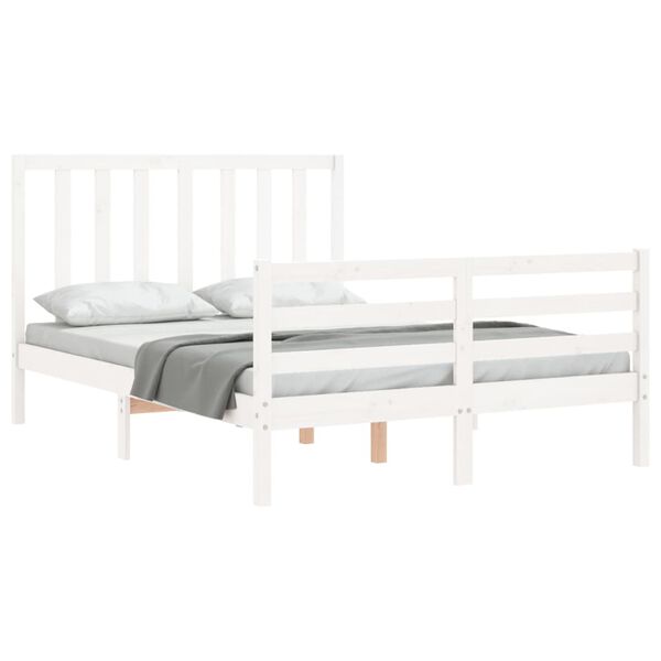 vidaXL Bed Frame without Mattress White Small Double Solid Wood Pine