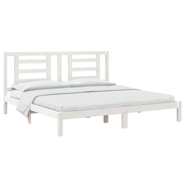 vidaXL Bed Frame without Mattress White 180x200 cm Super King Solid Wood