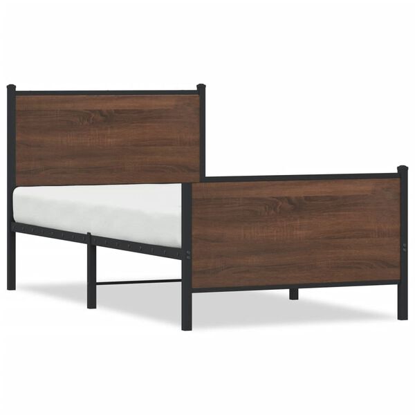 vidaXL Metal Bed Frame without Mattress Brown Oak 90x190 cm Single