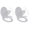 vidaXL Toilet Seats with Soft Close Lids 2 pcs Plastic White