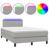 vidaXL Box Spring Bed with Mattress&LED Light Grey 120x200cm Fabric