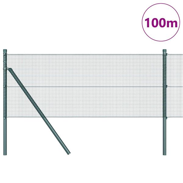 vidaXL Fence Post Green 100 x 0.8 m (12 x 12 mm mesh) Steel and PVC