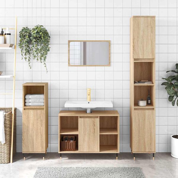 vidaXL Bathroom Cabinet Sonoma Oak 80x33x60 cm Engineered Wood