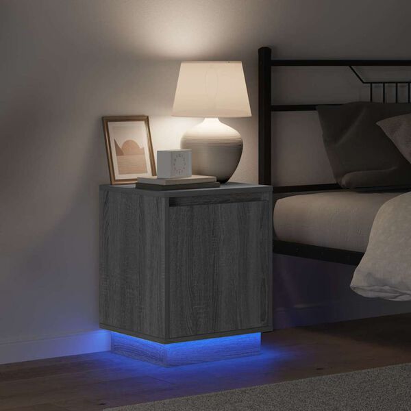 vidaXL Bedside Cabinet Grey 39 x 34.5 x 50 cm Engineered wood