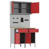 vidaXL Work Cabinet with Drawer 5 pcs Red Engineered Wood and Steel