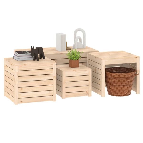 vidaXL 4 Piece Garden Box Set Solid Wood Pine
