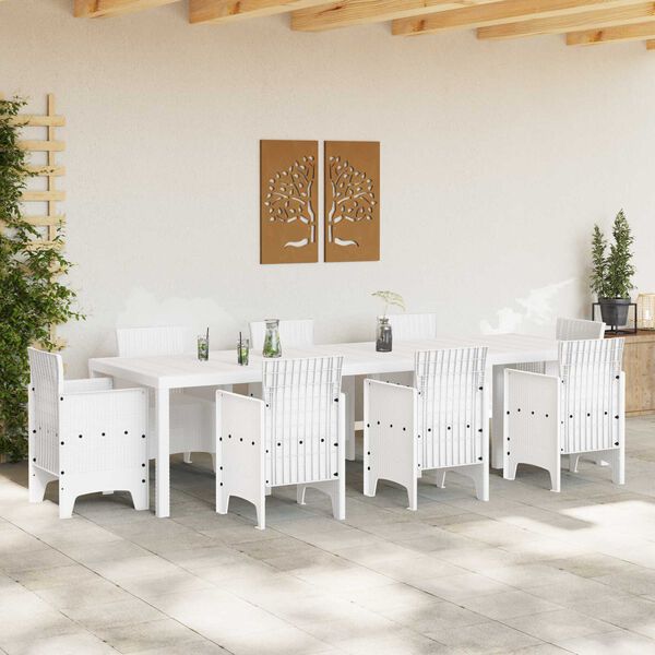 vidaXL Garden Dining Table White 300 x 100 x 73 cm Poly Rattan