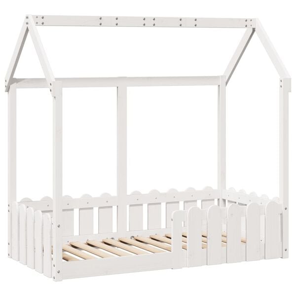 vidaXL Kids' House Bed Frame White 70x140 cm Solid Wood Pine