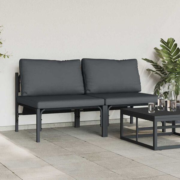 vidaXL Outdoor Furniture with Cushion with Pillow Anthracite Steel