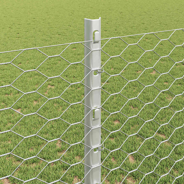 vidaXL Fence with Post Silver 1.2 x 25 m Steel