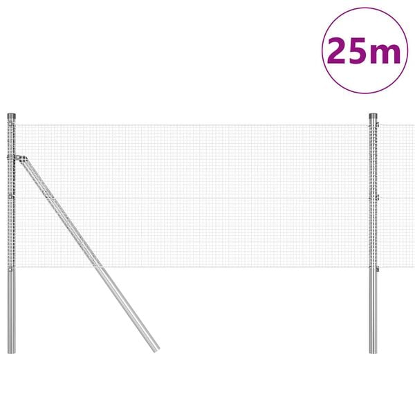 vidaXL Fence Post Silver 25 x 0.4 m (12 x 12 mm mesh) Steel