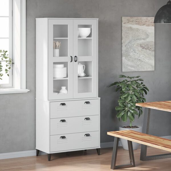 vidaXL Highboard VIKEN White 80x40x190 cm Solid Wood Pine
