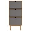 vidaXL Shoe Cabinet OTTA with 3 Drawers Brown&Grey Solid Wood Pine