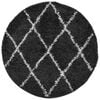 vidaXL Shaggy Rug PAMPLONA High Pile Modern Black and Cream Ø 80 cm