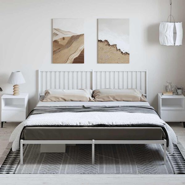 vidaXL Metal Bed Frame without Mattress with Headboard White 183x213cm