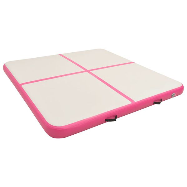 vidaXL Inflatable Gymnastics Mat with Pump 200x200x15 cm PVC Pink