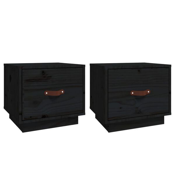 vidaXL Bedside Cabinets 2 pcs Black 40x34x35 cm Solid Wood Pine