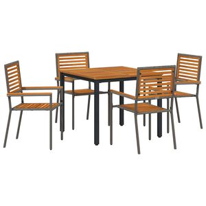 vidaXL Garden Dining Set 5 pcs Grey 90 x 90 x 75 cm Poly Rattan