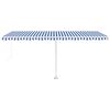 vidaXL Freestanding Manual Retractable Awning 500x300 cm Blue/White