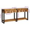 vidaXL Console Tables 2 pcs Brown 160 x 33 x 75 cm Solid Mango wood