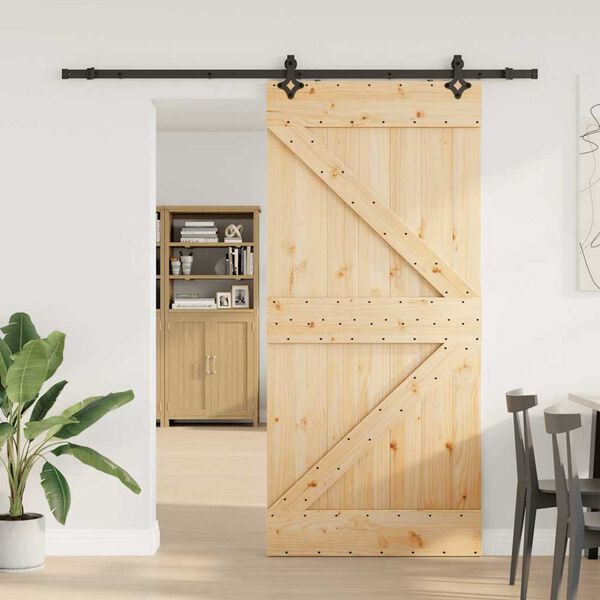 vidaXL Sliding Door with Hardware Set 90x210 cm Solid Wood Pine