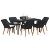 vidaXL Garden Dining Set with Cushion 7 pcs Black Poly Rattan