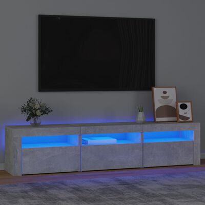 vidaXL TV Cabinet with LED Lights Concrete Grey 180x35x40 cm