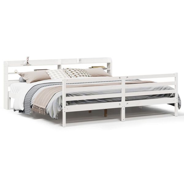 vidaXL Bed Frame with Headboard without Mattress White 180x200 cm Super King