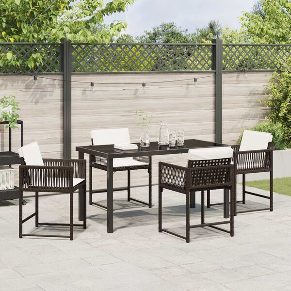vidaXL Garden Dining Set 5 pcs Brown Poly Rattan