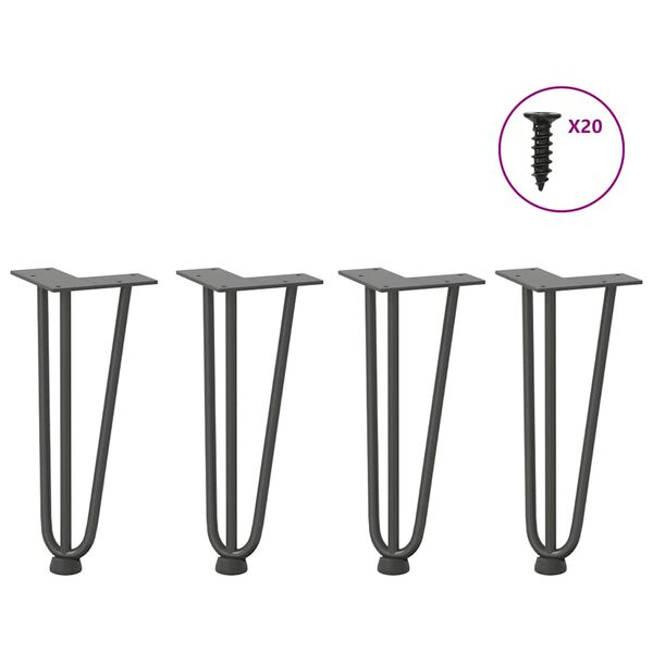 vidaXL Hairpin Legs for Coffee Table 4 pcs Anthracite 30 cm Solid Steel
